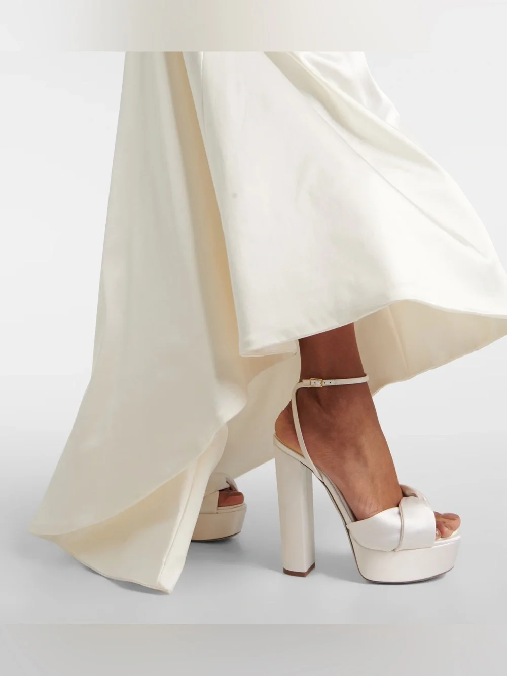 New Size 40 Aquazzura Bridal Olie 140 satin platform sandals white